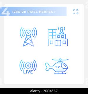 Pixelperfekter Journalismus – Satz linearer Symbole Stock Vektor