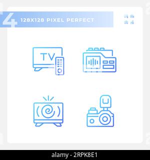 Pixelperfektes Paket mit verlaufenden Journalismussymbolen Stock Vektor