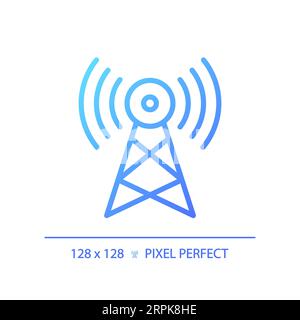 Symbol für einen flachen, linearen Satellitenturm mit 2D-Gradienten Stock Vektor