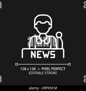 Anpassbares 2D-Symbol für dünnen, linearen, weißen Nachrichtensender Stock Vektor