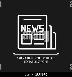 Anpassbares 2D-Symbol für dünne, lineare weiße Zeitungen Stock Vektor