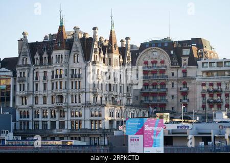 200108 -- LAUSANNE, 8. Januar 2020 -- Foto aufgenommen am 6. Januar 2020 zeigt einen Blick auf Lausanne, Schweiz. Die 3. Olympischen Jugend-Winterspiele finden vom 9. Bis 22. Januar in der Schweiz und in Frankreich statt. SPSWITZERLAND-LAUSANNE-3RD JUGEND WINTER OLYMPISCHE SPIELE WANGXJIANWEI PUBLICATIONXNOTXINXCHN Stockfoto