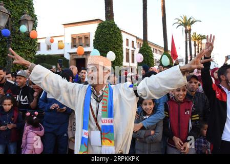 200113 -- RABAT, 13. Januar 2020 -- Amazighs Berbers nehmen an einer Kundgebung Teil, um Amazigh Neujahr bekannt als Yennayer in Rabat, Marokko, 12. Januar 2020 zu feiern. Foto von /Xinhua MOROCCO-RABAT-AMAZIGH NEUJAHR Chadi PUBLICATIONxNOTxINxCHN Stockfoto