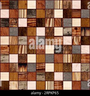 Quadratischer Hintergrund mit Holzmuster in verschiedenen Farben. Muster von Texturen von Holzfußbodenlaminat. Parkettholz-Probenset. Natürliches Material t Stockfoto