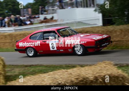 Mike Whitaker, Ford Capri III 3 Liter S, Goodwood 75, Return to Racing, eine kleine, aber indikative Auswahl einiger der besten Rennwagen und Rennwagen Stockfoto