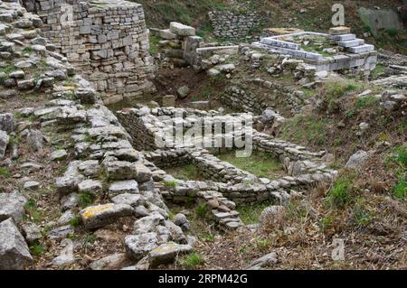 Tevfikiye, Türkiye, zerstörten Bauwerke in der antiken Stadt Troja. Stockfoto