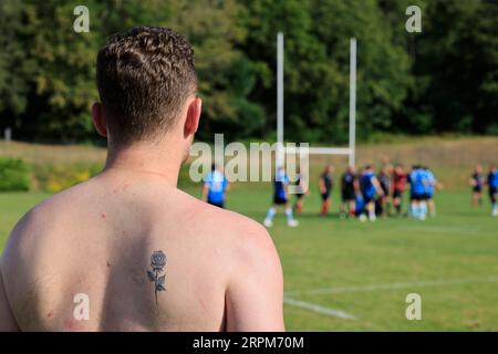 Sarlat, Frankreich. September 2023. Rugby-Weltmeisterschaft 2023 in Frankreich. Großbritannien - Argentinien Spiel. Der argentinische parlamentarische Tee Stockfoto