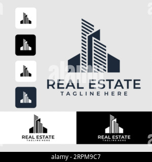 Creative Real Estate Logo Design Building, Home, Architect, House, Construction, Property Real Estate Brand Identity Template mit Immobiliensymbol de Stock Vektor