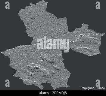 Topographische Reliefkarte von PERPIGNAN, FRANKREICH Stock Vektor
