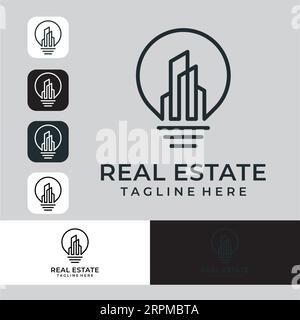 Immobilien Logo Design Gebäude, Haus, Architekt, Haus, Bau, Property Real Estate Brand Identity Template with Real Estate Icon Design Vol Stock Vektor