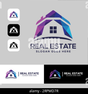 Immobilien Logo Design Gebäude, Haus, Architekt, Haus, Bau, Property Real Estate Brand Identity Template with Real Estate Icon Design Vol Stock Vektor