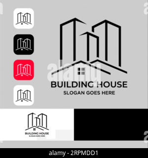 Immobilien Logo Design Gebäude, Haus, Architekt, Haus, Bau, Property Real Estate Brand Identity Template with Real Estate Icon Design Vol Stock Vektor