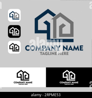 Immobilien Logo Design Gebäude, Haus, Architekt, Haus, Bau, Property Real Estate Brand Identity Template with Real Estate Icon Design Vol Stock Vektor