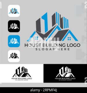 Immobilien Logo Design Gebäude, Haus, Architekt, Haus, Bau, Property Real Estate Brand Identity Template with Real Estate Icon Design Vol Stock Vektor