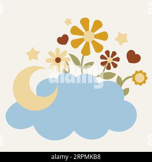 Groovy Flowers Illustration Stock Vektor