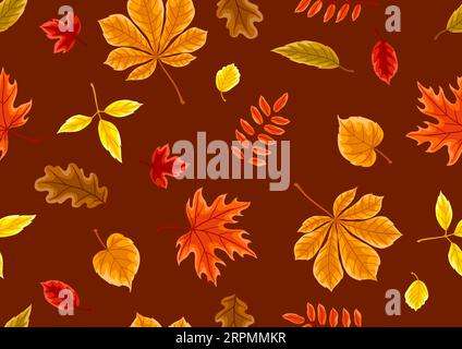 Muster mit Herbstblättern. Hintergrund mit verschiedenen Blättern. Stock Vektor