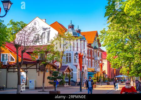 Zelenogradsk, die ehemalige deutsche Kurstadt Kranz. Gemütliche kleine Stadt an der Ostsee. Typische europäische Häuser. Gebiet von Königsberg, Selenogradsk, Ru Stockfoto