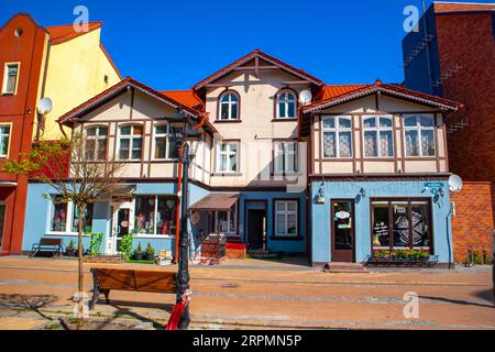 Zelenogradsk, die ehemalige deutsche Kurstadt Kranz. Gemütliche kleine Stadt an der Ostsee. Typische europäische Häuser. Gebiet von Königsberg, Selenogradsk, Ru Stockfoto