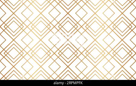 Goldenes geometrisches nahtloses Muster. Sich wiederholender Hintergrund. Abstraktes goldenes Gitter für Designdrucke. Wiederholte Art-Deco-Textur. Eleganter Diamant Stock Vektor