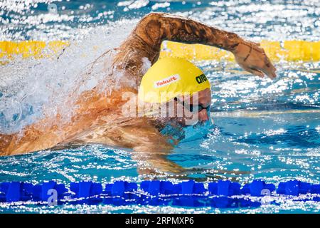 MELBOURNE, AUSTRALIEN, 16. DEZEMBER: Kyle CHALMERS (aus) beim 4 x 200 m Freestyle-Finale der Männer am vierten Tag des FINA World Short Course 2022 Stockfoto