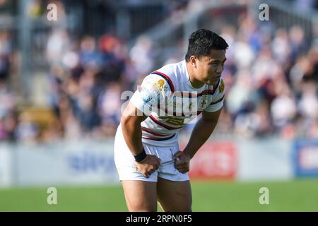 Wakefield, England - 3. September 2023 Wakefield Trinity's Mason Lino. Rugby League Betfred Super League , Wakefield Trinity vs St. Helens im Be Well Support Stadium, Wakefield, Großbritannien Stockfoto