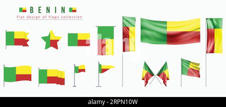 benin Flagge, flaches Design der Flaggen Kollektion Stock Vektor