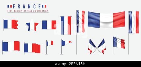 frankreich Flagge, flaches Design der Flaggen Kollektion Stock Vektor