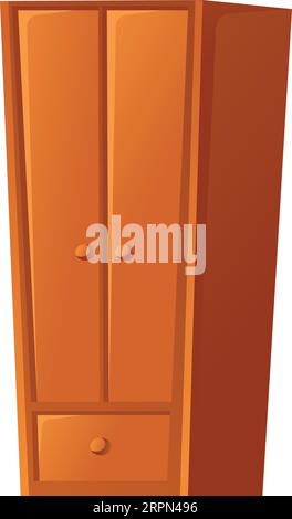 Holzschrank. Comic-Schrank. Kleideraufbewahrungsmöbel Stock Vektor