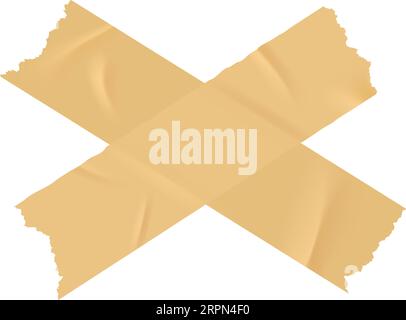 Zerknittertes Klebeband. Gekreuzte, gerissene Papierstreifen Stock Vektor