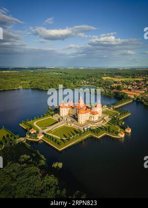 Barockschloss Moritzburg aus der Vagel-Perspektive Stockfoto