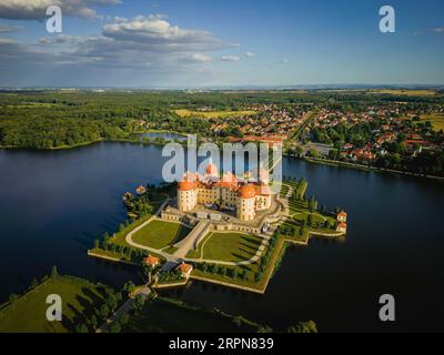 Barockschloss Moritzburg aus der Vagel-Perspektive Stockfoto