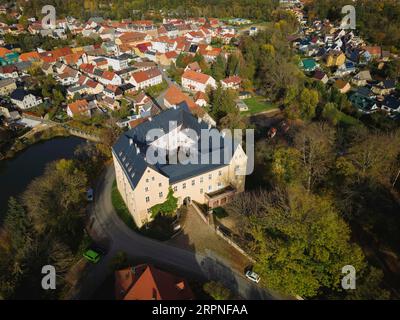 Schloss Frohburg ist ein Gebäudekomplex im kleinen Sächsischen Frohburg im Stadtteil Leipzig. Das sind mehrere hundert Jahre Stockfoto