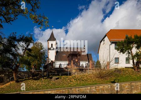 Großweitzschen ist eine Großgemeinde im Norden des Landkreises Mittelsachsen, Freistaat Sachsen. Großweitzschen Kirche Stockfoto