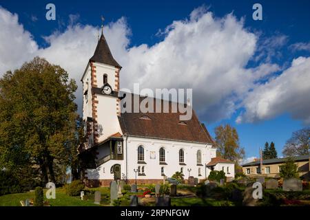 Großweitzschen ist eine Großgemeinde im Norden des Landkreises Mittelsachsen, Freistaat Sachsen. Großweitzschen Kirche Stockfoto