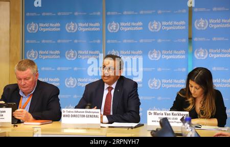 200307 -- BRÜSSEL, 7. März 2020 -- WHO-Generaldirektor Tedros Adhanom Ghebreyesus C spricht bei einem täglichen Briefing in Genf, Schweiz, 6. März 2020. Xinhua Schlagzeilen: Chinas Fortschritt bietet Hoffnung, Erfahrung für Europas Virenbekämpfung ChenxJunxia PUBLICATIONxNOTxINxCHN Stockfoto