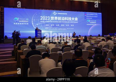 Peking, China. September 2023. Die Menschen nehmen an der World Frontier Science and Technology Conference in Peking, der Hauptstadt Chinas, am 5. September 2023 Teil. Quelle: Zhang Yuwei/Xinhua/Alamy Live News Stockfoto