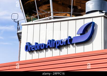 Flughafensymbole, Örebro Flughafen, Örebro, Schweden. Stockfoto