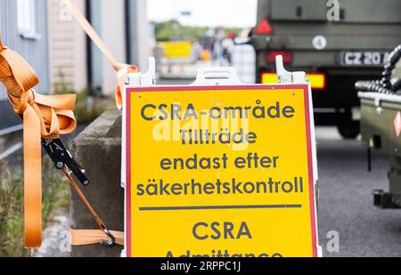 Flughafensymbole, CSRA-Zulassung, Örebro Flughafen, Örebro, Schweden. Stockfoto