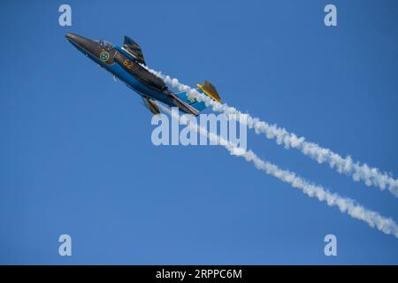 Flugschau, Saab 105, SK 60, am Flughafen Örebro, Örebro, Schweden. Stockfoto