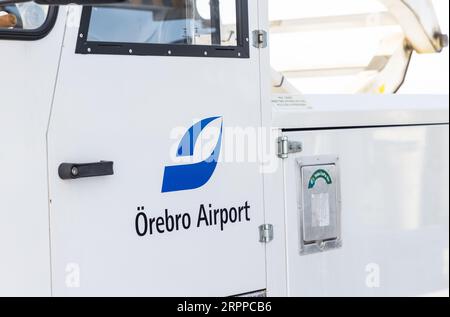 Flughafensymbole, Örebro Flughafen, Örebro, Schweden. Stockfoto