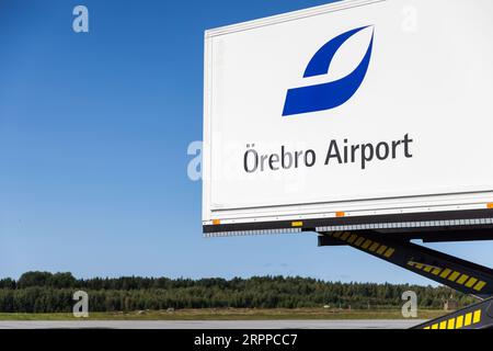 Flughafensymbole, Örebro Flughafen, Örebro, Schweden. Stockfoto