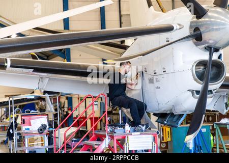 TAM, Täby Air Maintenance ab, am Flughafen Örebro, Örebro, Schweden. Stockfoto