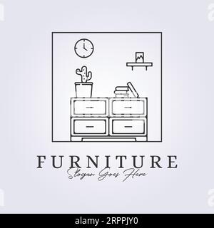 Inneneinrichtung Raum Logo Symbol Symbol Zeichen Vektor Linie Kunst Illustration Design Stock Vektor