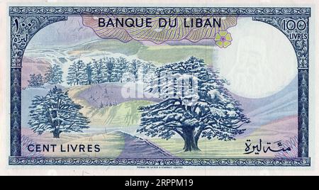 Libanon-Banknote 100 Liras, Bank of Lebanon Stockfoto