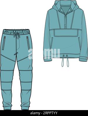 UNISEX WEAR SPORTS WEAR COORDINATE TRACKCUIT TOP UND JOGGER SET VEKTOR ILLUSTRATION Stock Vektor