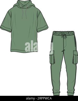 UNISEX WEAR SPORTS WEAR COORDINATE TRACKCUIT TOP UND JOGGER SET VEKTOR ILLUSTRATION Stock Vektor