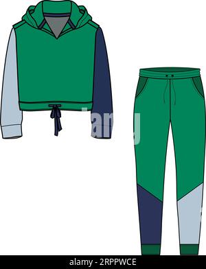 UNISEX WEAR SPORTS WEAR COORDINATE TRACKCUIT TOP UND JOGGER SET VEKTOR ILLUSTRATION Stock Vektor