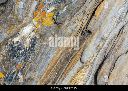 Natürliche Felsformation bei Pemaquid Point Light Station, Bristol, Maine, USA Stockfoto