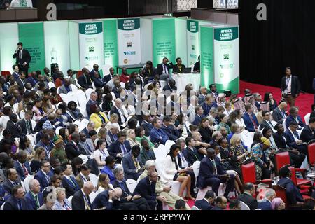 Nairobi, Kenia. September 2023. Die Delegierten hören den Reden des zweiten Tages des Afrika-Klimagipfels im Kenyatta International Conference Centre in Nairobi zu. Quelle: SOPA Images Limited/Alamy Live News Stockfoto