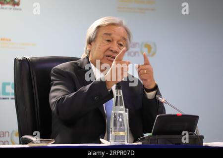 Nairobi, Kenia. September 2023. Generalsekretär der Vereinten Nationen, António Guterres, spricht am zweiten Tag des Afrika-Klimagipfels im Kenyatta International Conference Centre in Nairobi. Quelle: SOPA Images Limited/Alamy Live News Stockfoto